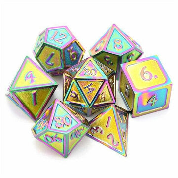 7Pcs/Set Alloy Metal Dice Set Playing Games Poker Card Dungeons Dragons Party ... (COLOR.: COLORFUL)