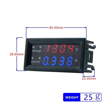 5Pcs M4430 Mini Digital Voltmeter Ammeter DC 200V 10A Panel Amp Volt Voltage Current Meter Tester De