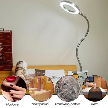 USB LED Magnifying Glass Desk Lighting 8X Magnifier Lamp Bendable Beauty Makeup Tattoo Light R