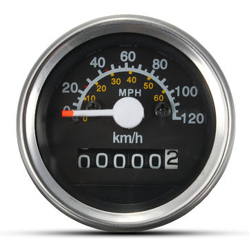 Motorcycle Universal Speedometer Odometer LED Backlight Gauge KMH MPH