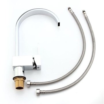 Square Chrome Brass Kitchen Bathroom Hot Cold Water Switch Basin Mixer Tap
