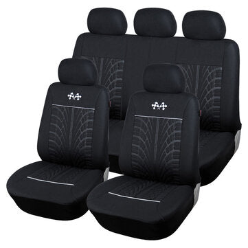 9PCS Universal Car Front Seat Cover Set Polyester Breathable Protection Cover (COLOR: BLACK)