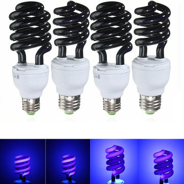 UV Ultraviolet Spiral Low Energy Saving CFL Light Bulb E27 Screw Black Light Bulb 220V (WATT: 15W)