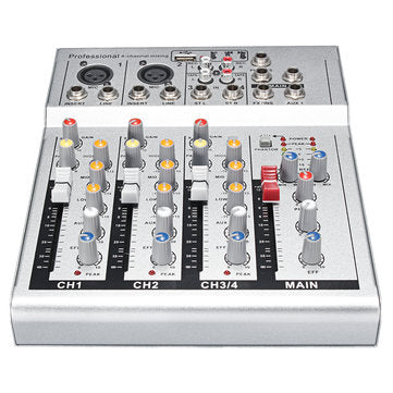 4 Channel Professional Live Mixing Studio Audio Sound USB KTV Karaoke Mixer Console (COLOR.: WHITE)