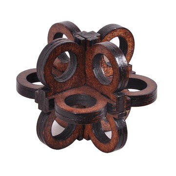 Wooden Intelligence Toys Kong Ming Lock Glasses Lock Puzzle 3D Brain Teaser Puzzle for Kids Children