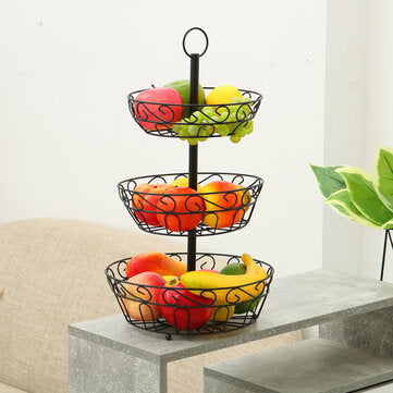 Three-layer Fruit Basket Holder Large Capacity Fruit Basket Bowl Durable Cake Snacks Storage Stand