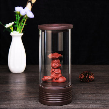 Retro Ceramic Dragon Backflow Incense Burner Glass Circle Decoration