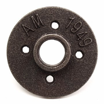 2pcs 3/4 Inch Black Malleable Iron Floor Flange Fitting Pipe NPT Antique Wall Flange Seat
