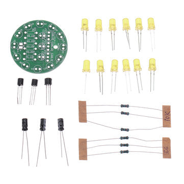 5pcs DIY Yellow LED Round Flash Electronic Production Kit Component Soldering Training Practice Boar