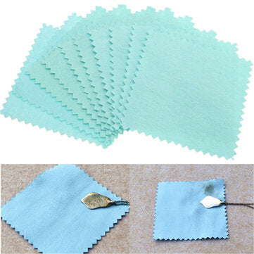 10Pcs 8x8cm Jewelry Polishing Cloth Ring Necklace Cleaning Cloth for Platinum Gold And Sterling Silv