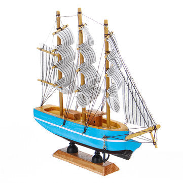 10 LEDs Wood Sailing Boats Ship Model Wooden Craft Sailor Handcrafted Boat Home Decoration