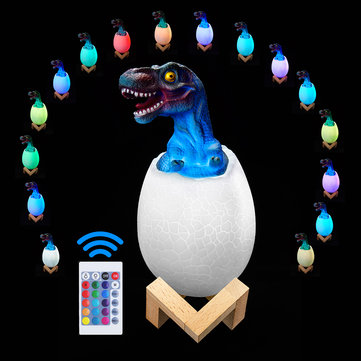 KL-02 Decorative 3D Tyrannosaurus Egg Smart Night Light 16 Colors Remote Control Touch Switch LED Ni