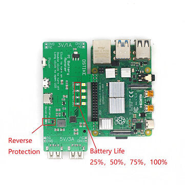 DSTIKE Pi Battery Monste Dual 18650 Battery Power Supply UPS 5V 3A Power Bank