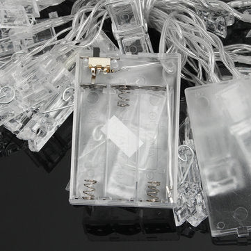 5M Warm White Battery Operated 40 LED String Light Hanging Pictures Photo Peg Clip Lamp for Indoor H