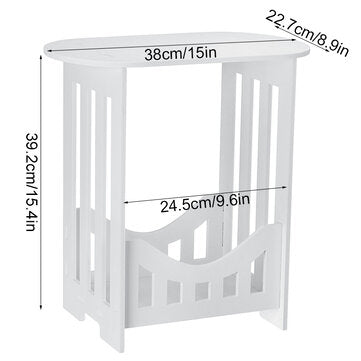 Modern Oval Sofa Side Coffee Tea Table Leisure Desk Storage Shelf White Balcony Living Room
