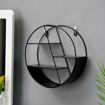 Wall Mounted Metal Hanging Storage Shelves Display Rack Organizer Home Decor (COLOR: BLACK)