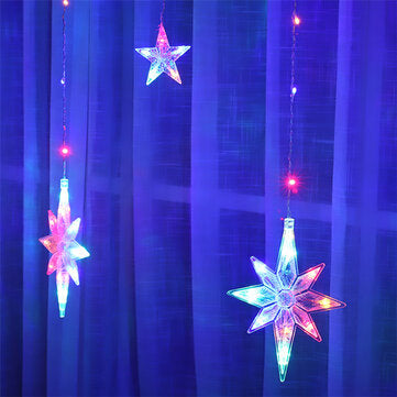 Star Curtain Window String Light LED Fairy Christmas Decorations Li... (LIGHT COLOR: COLOURFULLIGHT)