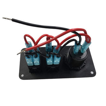 LED Switch Panel 2 Gang Rocker Switch Toggle QC 3.0 USB Blue LED Car Marine Boat