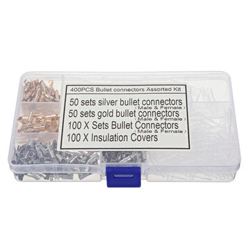 400pcs Bullet Connectors Tin Wire Terminals Male&Female Connectors Assorted Kit