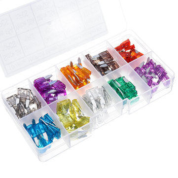 100pcs Mini Auto Fuse 10 Value Car Fuse Blade Kit Assortment with Box 2A 3A 5A 7.5A 10A 15A 20A 25A