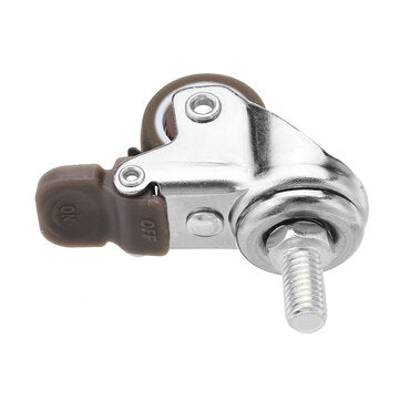 Machifit 4pcs 1 Inch M8x15mm TPE Silent Wheels with Brake Universal Casters Wheel for Furniture
