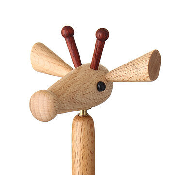 Wooden Giraffe Toy 21cm Height With Movable 360 Degree Rotate Head Nordic Style Toys For Home Office