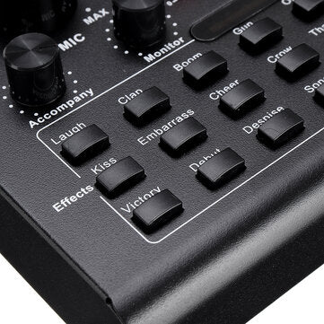 V8X PRO External Audio Mixer USB Interface Sound Card with 15 Sound Modes Multiple Sound Effects