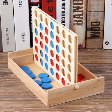 4 In A Row Traditional Wooden Gameboard Education Board Game Classic Four in a Line Connect Game For