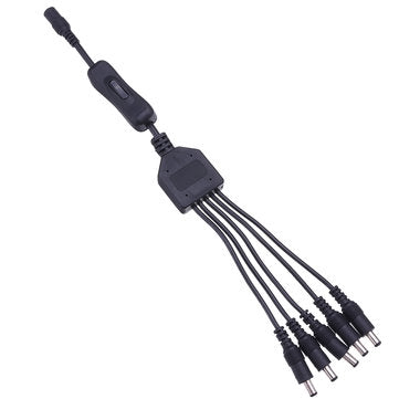 5.5*2.1mm 1 Female to 5 Male Way Splitter Connector with Switch for CCTV Camera LED Strip Light DC12