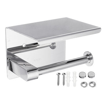 Stainless Steel Toilet Paper Roll Towel Holder Tissue Bath Accessory Storage Hooks