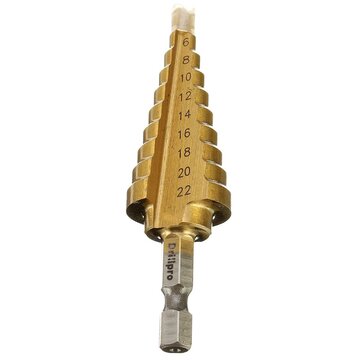 Drillpro DB-S2 4-22MM Hex Titanium Step Cone Drill Bit Hole Cutter HSS 4241
