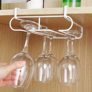White Metal Fresh Bar Champagne Wine Glass Holder Rack Storage Cabinet Hanging