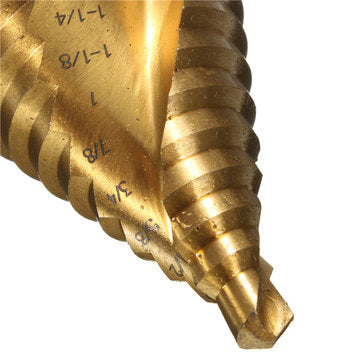 1/4 Inch to 1-3/8 Inch Titanium Coated Step Drill Bit 9mm Round Shank