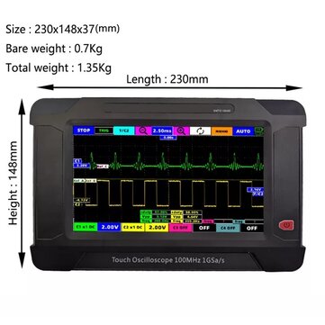 SMTO1004S 4Channel Touch Screen Oscilloscope + 2Channel Signal Generator 100M/1G Sampling Rate USB O