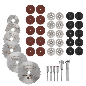 Drillpro 42pcs Rotary Cutting Wheels Tool Kit HSS Circular Saw Blade Red/Black Resin/Diamond Cutting