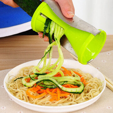 Vegetable Spiral Slicer Peeler Redesigned Handle With Stainless Steel 4 Blade Veggie Julienne Slicer