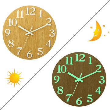 Wall Clock Glow In The Dark Silent Quartz Indoor Living Room Bedroom Luminous