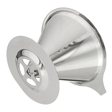 Stainless Steel Pour Over Coffee Dripper Paperless Reusable Double Layer Mesh Coffee Maker Cone Filt