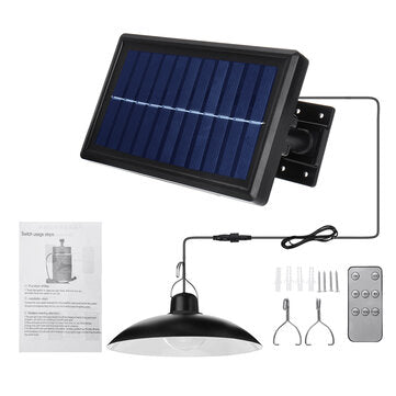 Solar LED Pendant Light Outdoor Flood Hanging Garden Lamp + Remote Waterproof ... (TYPE: SINGLEHEAD)