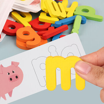 Wooden Alphabet Puzzles Toys Word Spelling Game Educational Toy Letters Card Board Matching Puzzle G