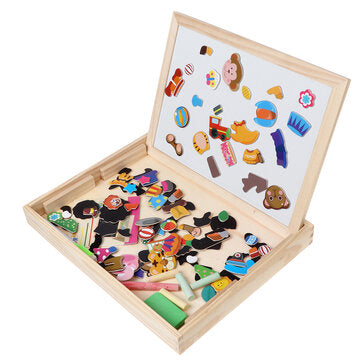 Wooden Magnetic Puzzle Kids Circus Drawing Board Educational Puzzle Toys Gifts