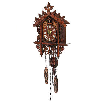 Vintage Handcraft Wood Cuckoo Wall Clock Tree House Swing Wall Clock Art Home Decorations