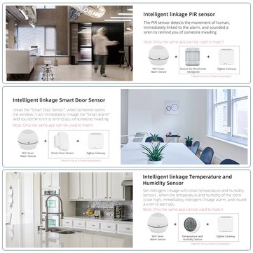 Zemismart Tuya WiFi Siren Alarm Sensor Home Security Alert Burglar Detector Smart Linkage PIR Sensor