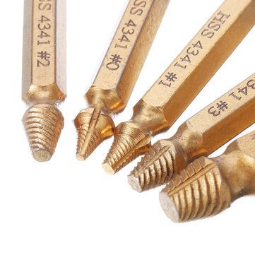 Drillpro 5pcs Double Side Damaged Screw Bolt Extractor Drill Bits Gold Oxide Edition Stripped Screw