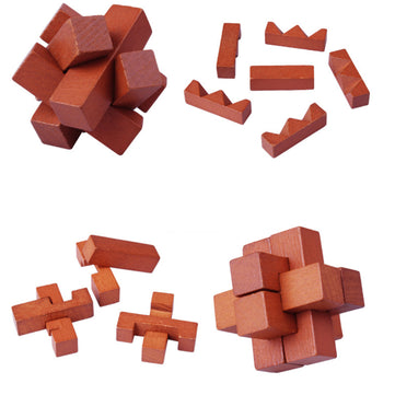 Wooden Kong Ming Lock Game Toys IQ Brain Teaser Interlocking Early Educational Puzzles Toy For Child
