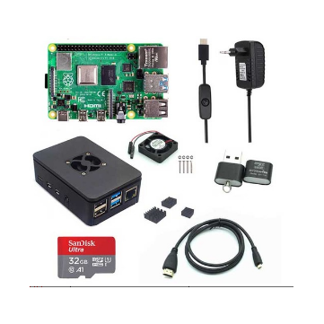Catda 8GB RAM Raspberry Pi 4B + Black Cover Box + Power Supply + 3... (CAPACITY: 32G | PLUG: EUPLUG)