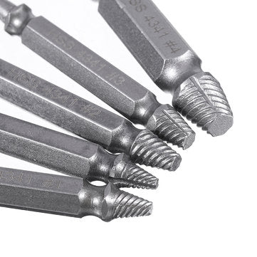Drillpro 5pcs HSS Double Side Damaged Screw Extractor Out Remover Bolt Stud Tool