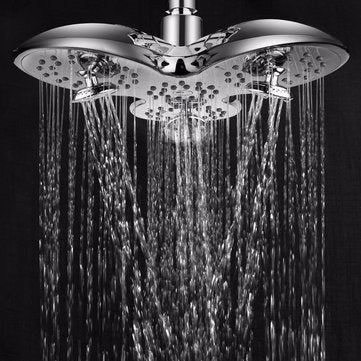 4-way High-Pressure 9.5 Inch Rainfall Shower Head Trident Shape Massage Top Spray Showerhead