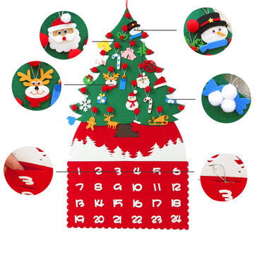 Felt DIY Christmas Tree Advent Calendar Children Craft Toy Hanging Decorations