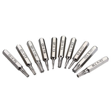 Drillpro 10pcs 4mm CR-V Screwdriver Bit Set Slotted Torx Batch Head Bit Mobile Phone Repair Tools Ki